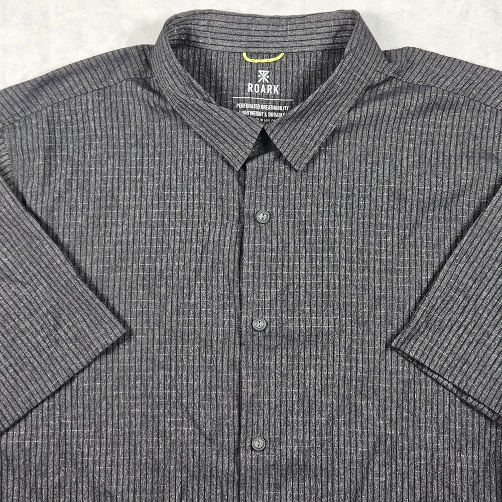 Roark Shirt Mens Large Grey Bless Up Short Sleeve Button Perforated Stretch